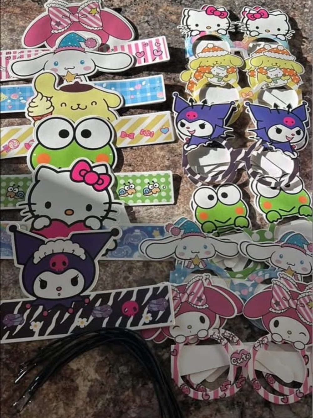 Sanrio Kids Character Headband Set - Hello Kitty & Friends - Pink, Green, Purple